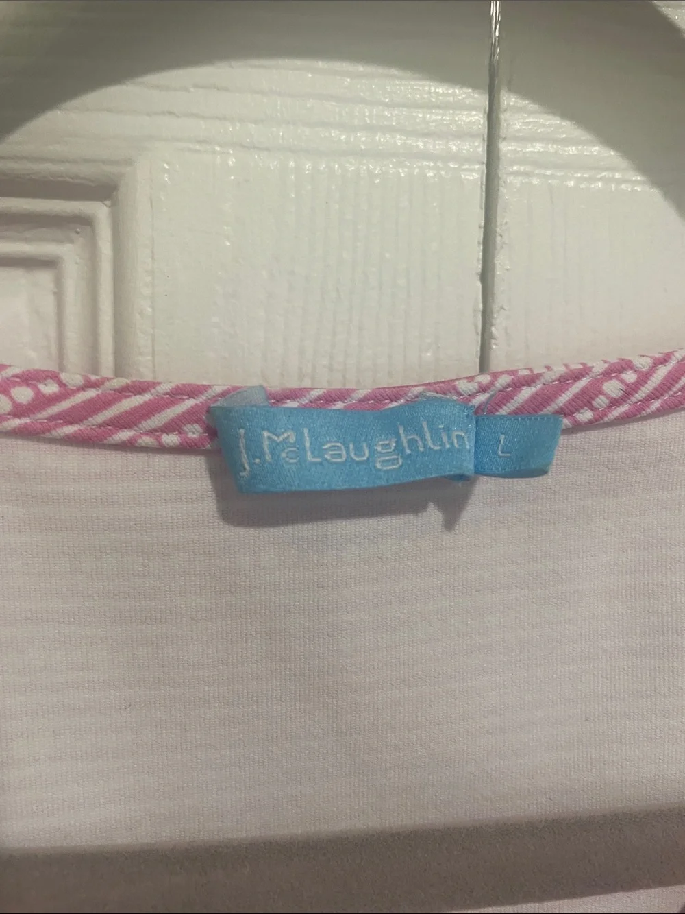 J. McLaughlin Pink and White Sleeveless Shift Dress - Picture 3 of 5